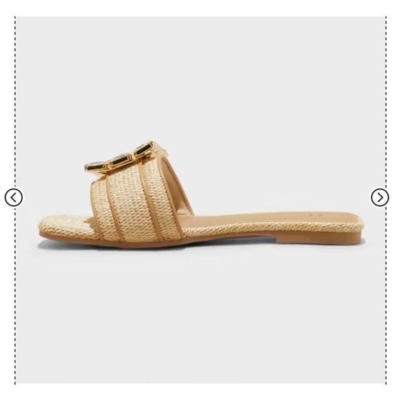 A New Day Women's Rhinestone Embellished Slide Sandals - Raffia‎ Tan size 6.5 - Picture 4 of 5